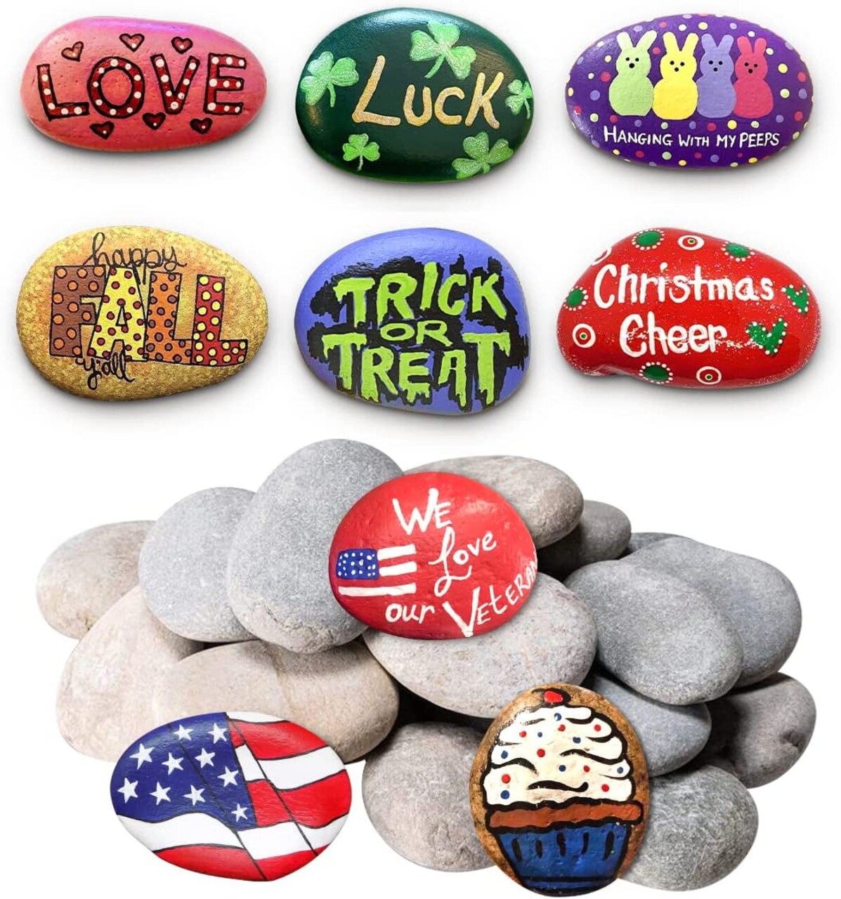 20PCS River Rocks for Painting, All Season DIY Rocks 5 Pounds Smooth  Unpolished Stones Kit Assorted Size and Diameter around 2-3In, Perfect for  Painting Art & Crafting, Gift for Kids & Adults